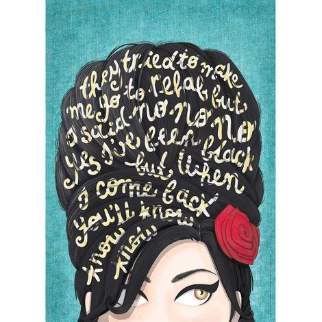 Tableau chanteuse connue turquoise & noir | Tableau chambre ado avec paroles de chanson | Tableau sur toile original bureau - 0,5 x 0,7 m (1/2)