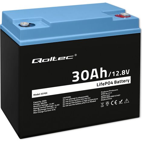 Qoltec LiFePO4 Lithium-Eisenphosphat-Akku 12,8 V 30 Ah 384 Wh BMS (1/5)