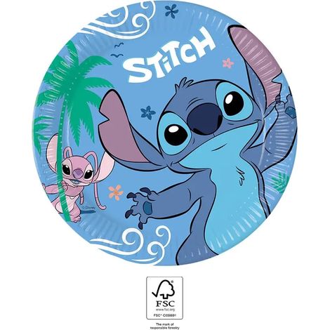 Platos de papel STITCH & ANGEL Lilo Fairy Tale Fiesta de Cumpleaños 23cm 8 piezas. (1/2)