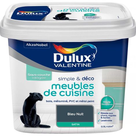 Peinture De Rénovation Simple & Deco Meubles De Cuisine Satin Bleu Nuit 0,5 L - Dulux Valentine