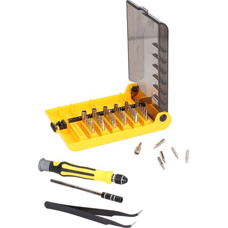 Kit de 45 mini tournevis de précision avec pince à épiler et rallonge. (1/5)