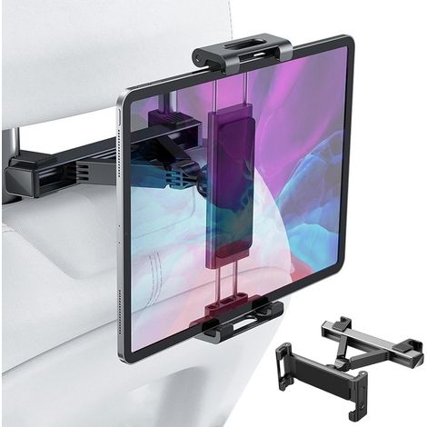 Support de tablette pour appui-tête de voiture, support de tablette de voiture rotatif à 360° et réglable pour appareils à écran de 4,7 à 12,9 pouces (1/5)