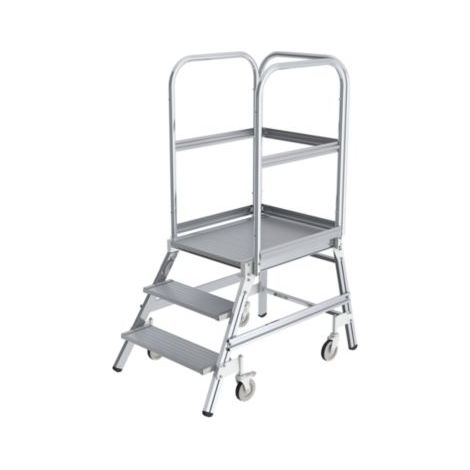 MUNK Podestleiter fahrbar Aluminium geriffelt 3 Stufen (1/5)