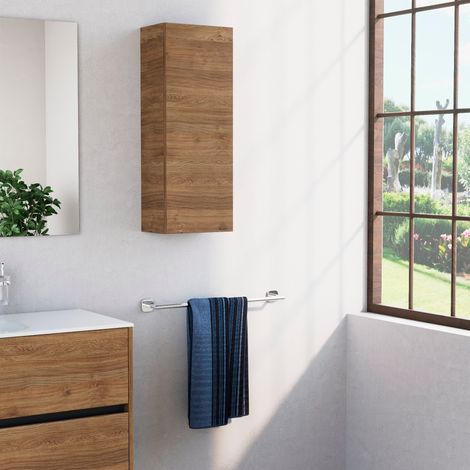 Inda - Pensile bagno con anta SX e ripiano 30x80 cm - Rovere (1/4)
