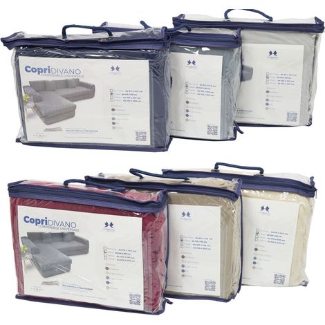 Copridivano Antimacchia Elasticizzato Penisola Componibile Tinta Unita Modello Perfetto, misura3 PosticoloreBlu