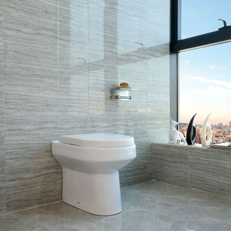 Back To Wall Toilet Ceramic Pan Cloakroom Soft Close Seat Bathroom WC Modern BTW (1/6)