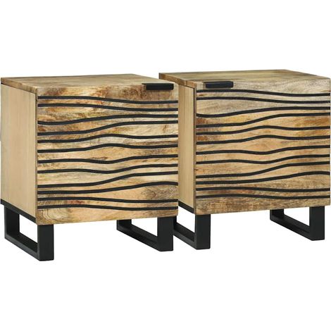 Mesa de noche 2 pcs Natural 40 x 33 x 46 cm