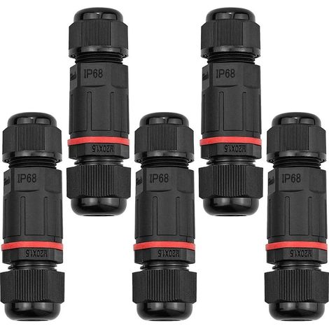 5 Pcs Boîte de Derivation Étanche, Connecteur Électrique Éxterieur IP68, Connecteurs Boîtier et Câble Électrique Extérieur Ø 1-13mm - Noir