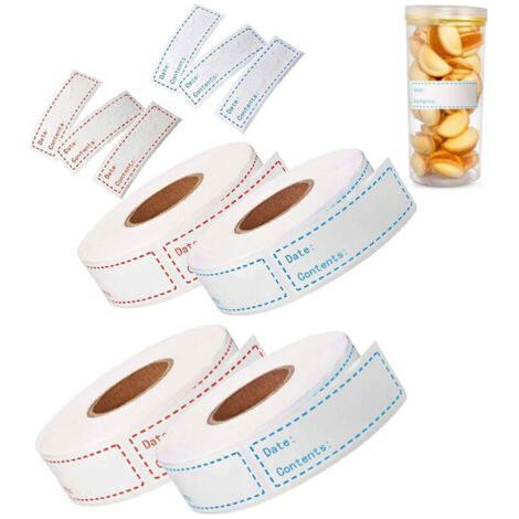 4 Rouleaux 500 pièces etiquette confiture, Etiquettes congelation, etiquette bocaux, etiquettes autocollantes, pour bouteille, pot Mason, pot de stockage, pot alimentaire, emballage cadeau (7 (1/4)