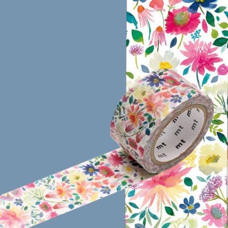 Ruban de masquage - Ruban de masquage MT BlueBelleGray Fleurs Zinnia 2,4 cm x 7 m (1/2)