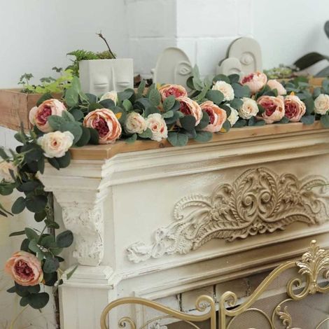 Guirlande Florale - 7 Fleurs Artificielles en Soie - Pour Décoration Murale, Arche, Mariage, Anniversaire, Noël - 175 cm (1/5)
