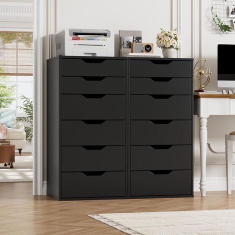 Schubladenschrank mit 6 Schubladen, schmal, schwarz, 45x40x90,5 cm