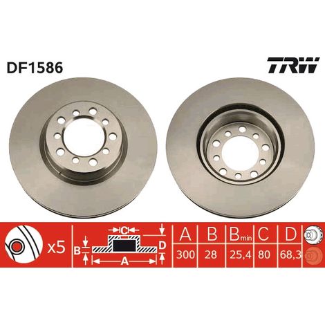 DISQUE DE FREIN AVANT DF1586 TRW