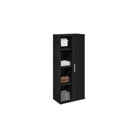 Meuble de salle de bain avec porte-rouleau noir 39x22x90 (1/5)