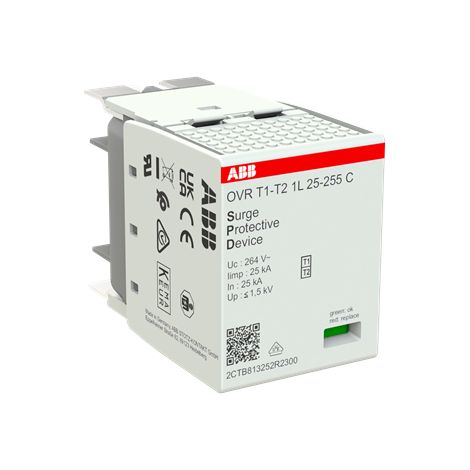 Cartouche de Phase pour Parafoudre OVR T1-T2 Imp. 25kA Un. 230V 2CTB813252R2300 ABB B605338 (1/3)