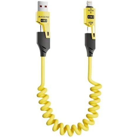 Cavo a spirale retrattile 4 in 1, ricarica rapida da 65 W, 1,5 m, compatibile con iPhone 16, Huawei e tutti gli smartphone. (1/5)