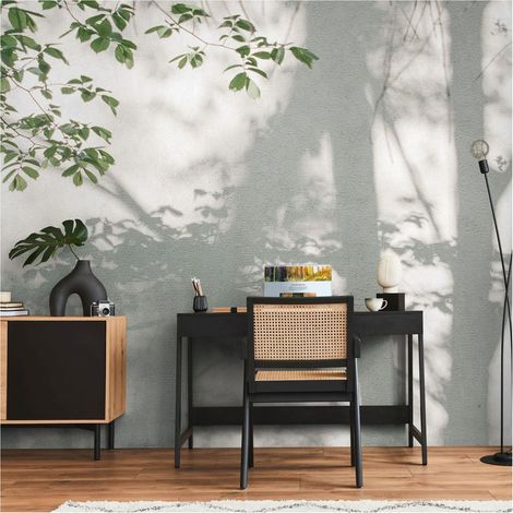 Sfondo fotografico Profhome 399251 Carta da parati TNT goffrata a caldo liscia con ornamenti floreali opaca verde bianco 3,71 m x 2,8 m (1/4)