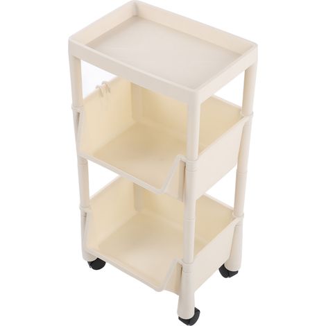 Organisateur de rangement roulant compact, grande capacité, chariot utilitaire mobile, étagères à livres mobiles avec roulettes verrouillables, 3 niveaux avec couvercle (1/5)
