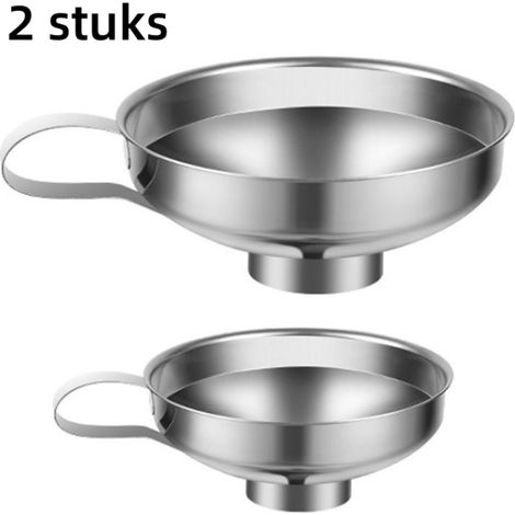 entonnoir filtre à huile multifonctionnel pour usage domestique cuisine et pâtisserie pack combiné avec grand et petit filtre acier inoxydable ensemble de 2 pièces (1/5)