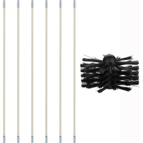 Brosse de nettoyage de cheminée, outil de ramonage pour poêle à bois, kit de brosse pour poêle à granulés avec 9 tuyaux en nylon, 1 tête de brosse et 1 tige hexagonale pour conduits de fumée de poêle 