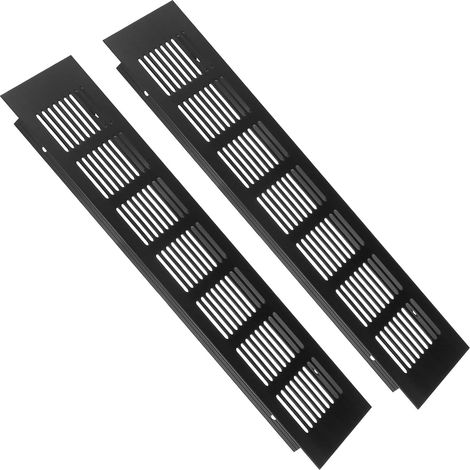 2 pièces grille de ventilation en aluminium, grille aeration rectangulaire, pour armoires à chaussures, portes de salle de bain, 8X30CM,noir (1/5)