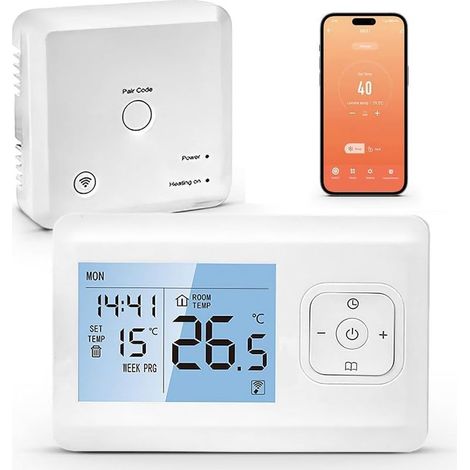 Aiperq – Thermostat connecté WiFi sans fil – Programmable 5+2 jours – Commande vocale Alexa et Google Home – Écran LCD rétroéclairé (1/3)