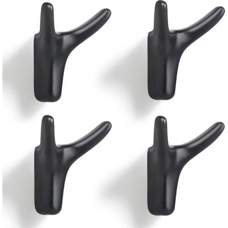 Pack Double Prong Wall Hooks for Coats and Hats, Heavy Duty Solid Zinc Alloy Wall Hooks for Hanging Towels, Keys, Bags, Hats, (1/4)