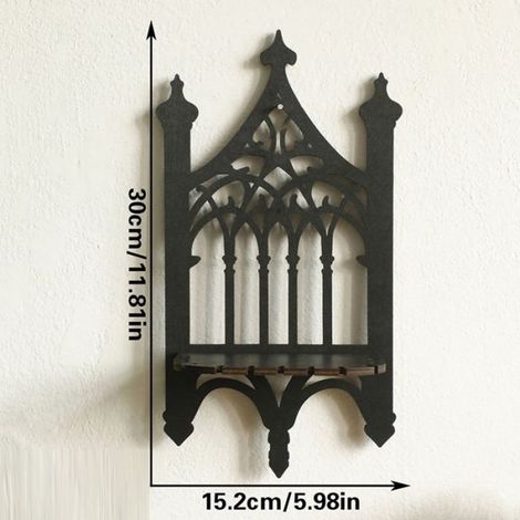 Étagère Murale - Bois Naturel - Noir - Pour Décoration Intérieure Cuisine Chambre Salon - 1 Pièce (1/5)