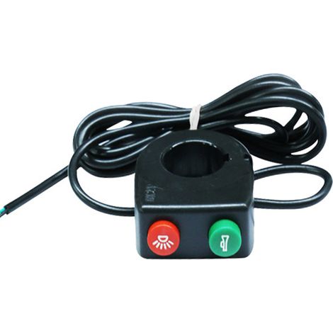 Interrupteur universel à double fonction pour phare et klaxon de scooter/véhicule électrique, avec boucle noire, et fonction de décharge d'eau. (1/5)