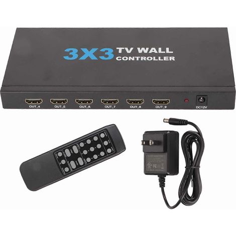 Répartiteur d'interface multimédia haute définition 4K, plug-and-play professionnel, modes d'épissage multiples, processeur d'épissage d'écran multi-vidéo 3x3, 100-240V. (1/5)