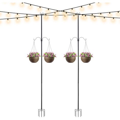 Lot de 2 tiges de fixation pour éclairage, pied d'éclairage d'extérieur de 2,4 m, poteau de soutien métallique pour auvent, Luminaire (1/5)