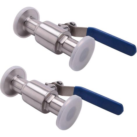 2x 1inch 25mm 304 soupape à boisseau sphérique sanitaire en acier inoxydable 1,5 pouces Tri Clamp Ferrule Type pour Homebrew (1/5)