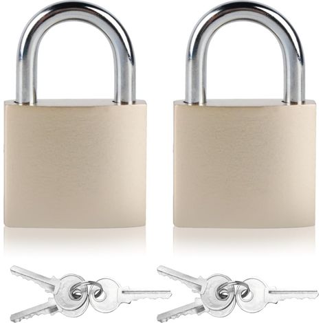2 Pcs Cadenas à Clés de Sécurité 38mm - Clés Identiques pour Valises, Casiers, Portes de Gym, Garages, Ateliers et Bagages (1/5)