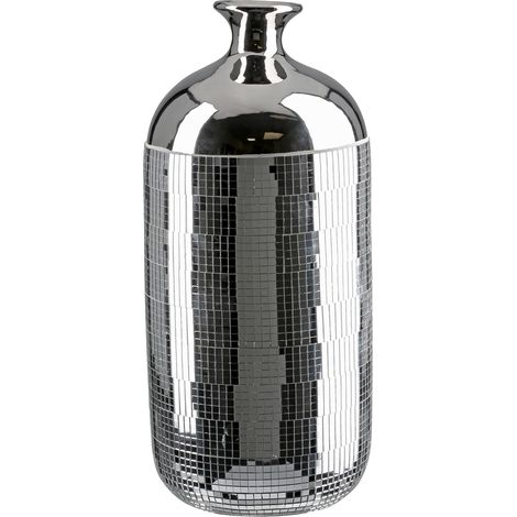 Vase à col, Disco, en céramique, argenté, Hauteur 36 cm x Ø 16 cm (1/5)