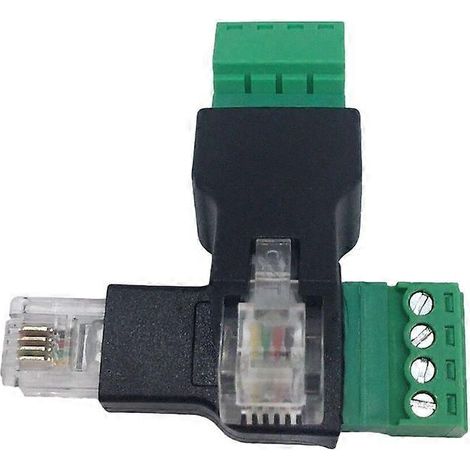 Adaptateur RJ11 mâle vers RJ11 à vis vers connecteur 4 broches, répartiteur, blindage (1/5)