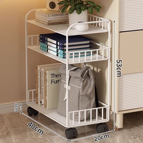 Chariot de rangement scolaire mobile, panier de stockage sous bureau, organiseur de maison, rangement de table, support à roulettes, étagère à livres 40x20x53 cm (1/5)