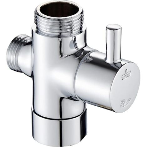 Adaptateur Répartiteur Bras De Douche - 3 Voies - Filetage BSP 1/2 Pouces (21 mm) - Laiton Chromé - Pour Pommeau Et Douchette Rondes - 1 Pièce