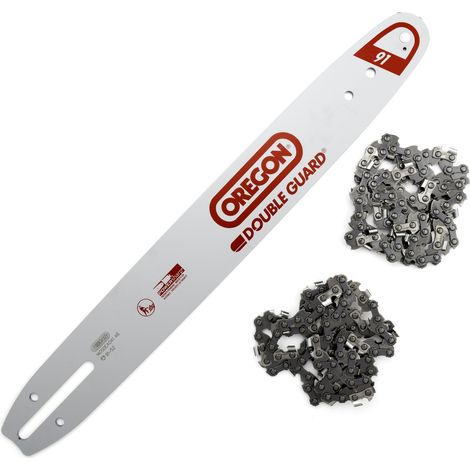 Jardiaffaires – Guide Oregon 35cm 140SDEA041 – Lot de 2 chaines 91P052E – Pas 3/8LP, Jauge 1,3mm, 52 maillons – Pour tronçonneuse professionnelle