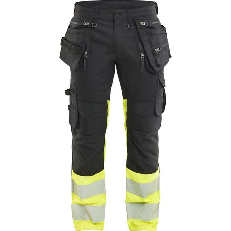 Pantalon de travail stretch Haute-Visibilité avec poches flottantes 1130 Noir/Jaune fluo M - FR(42) - SE(C48) - Longues