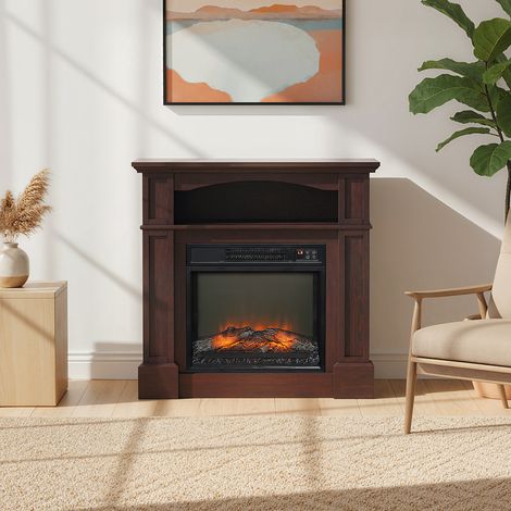 Cheminée électrique effet flammes LED luminosité réglable avec télécommande - 1800 W - 80,5 x 32,3 x 80,5 cm (1/5)