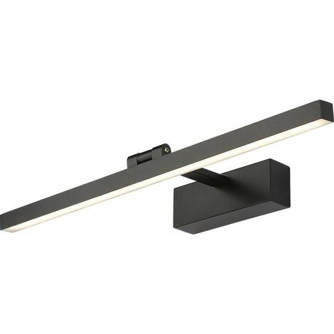 Lampe LED pour Miroir - 40 cm - 9 W - 6500 K - IP44 - Fixation Murale ou sur Armoire - Salle de Bains Chambre Toilette - Noir