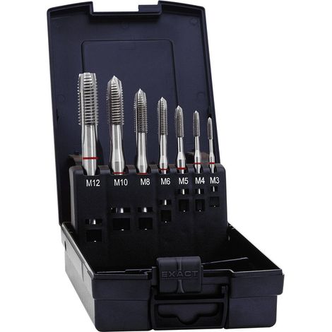 Exact 42345 Set de tarauds pour machine 7 pièces métrique M1, M4, M5, M6, M8, M10, M12 coupe à droite DIN 371 HSS-E for (1/2)