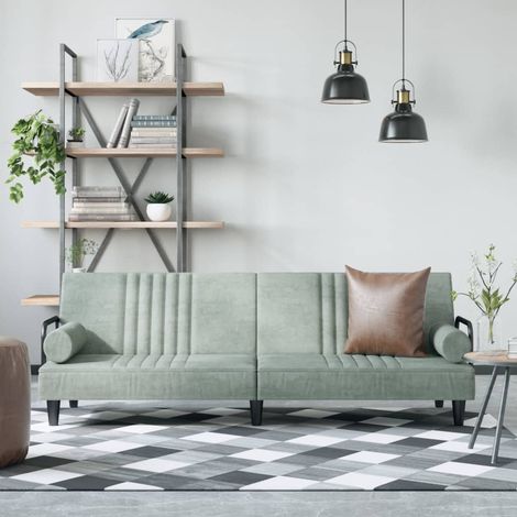 Canapé convertible,Canapé-lit,Clic Clac avec accoudoirs gris clair velours -Q7583 (1/5)