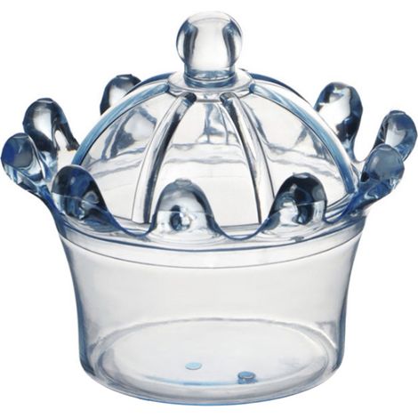 Lot de 12 boîtes à bonbons en forme de couronne bleues, boîtes cadeaux en plastique pour mariage, fête, anniversaire (1/5)