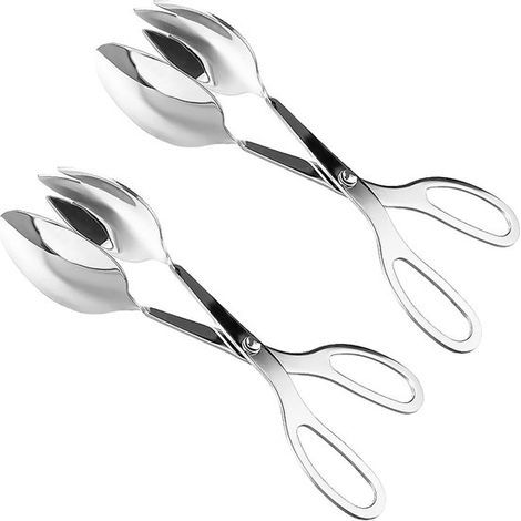 longziming -2‑Pack RVS Pinces de Cuisine – Aide Multifonctionnelle pour Salade et Service, Adaptée pour Pain, Gâteau, Buffet, BBQ et Pâtisserie, Accessoire de Cuisine (1/5)