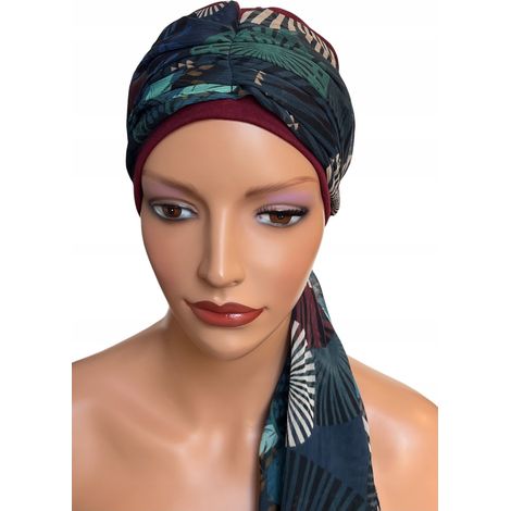 Turbante Wera bm bordeaux 333, sciarpa post-chemioterapia (1/5)