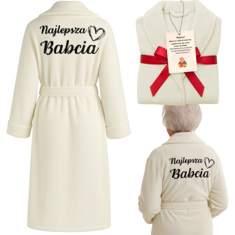 Bata de ba帽o para mujer para abuela con bordado La mejor abuela Talla S/M Crudo [M-BATHROBE6] (1/5)