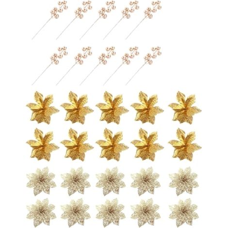 10 Fleurs artificielles, tiges flexibles, décoration Noël, mariage, intérieur, guirlande (1/5)
