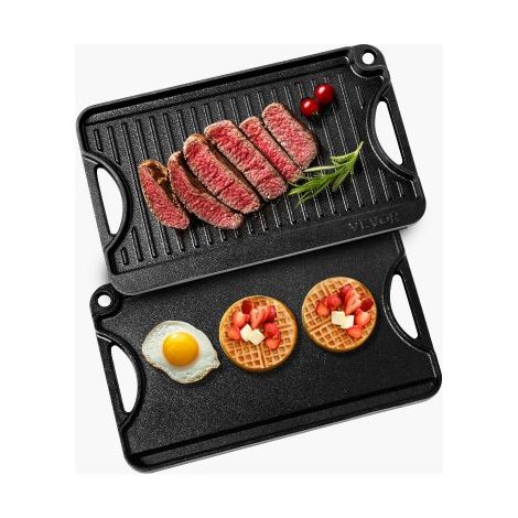 Plaque de cuisson réversible en fonte - 185x342 mm (1/5)