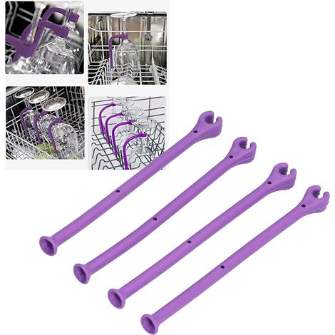 Protège-verres en silicone – Lot de 4 – Couvercle de sécurité ajustable pour lave-vaisselle – Violet – Support flexible pour verres à vin et gobelets (Bar à domicile) (1/5)